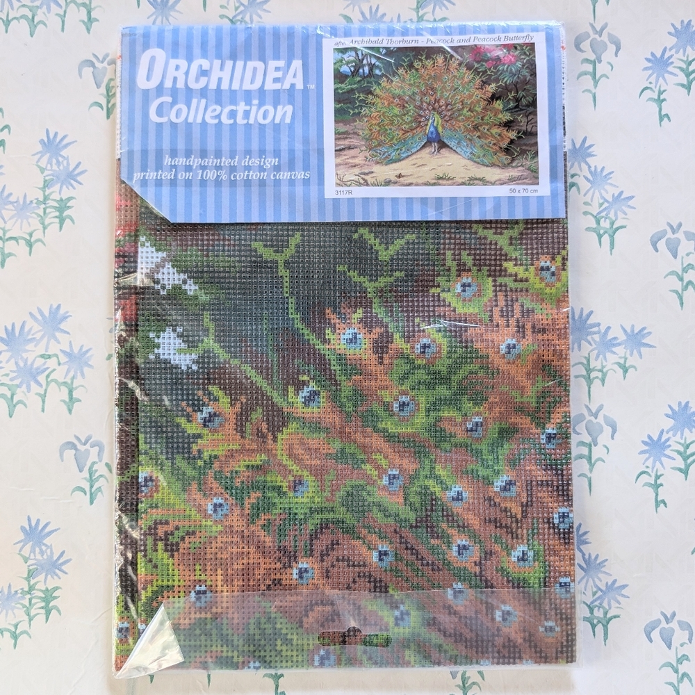 Orchidea Printed Canvas Peacock and Peacock Butterfly NEW Archibald Thorburn DIY